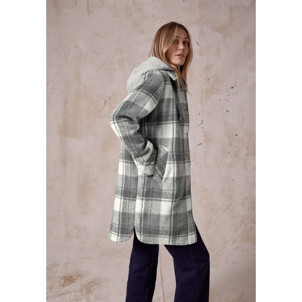 cecil Lang overshirt met capuchon en zakken Gray Dames