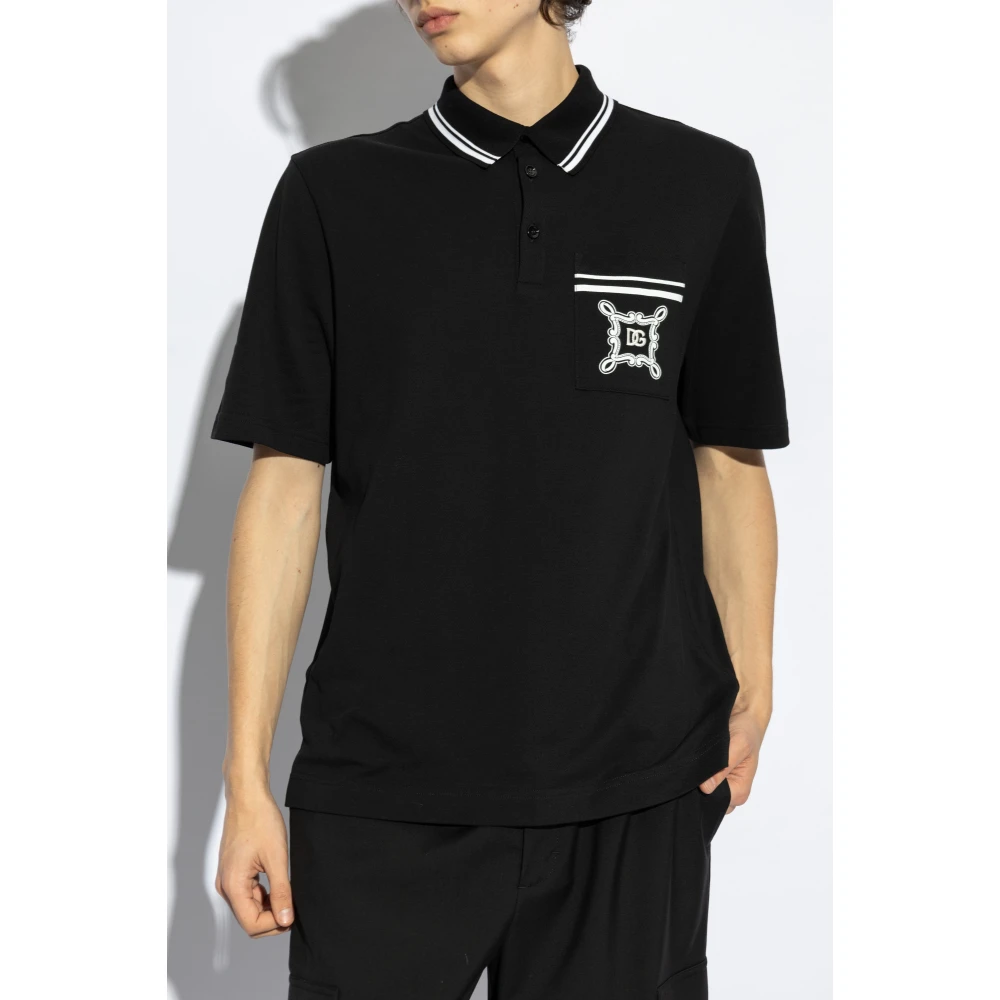 Dolce & Gabbana Katoenen polo met zak Black Heren