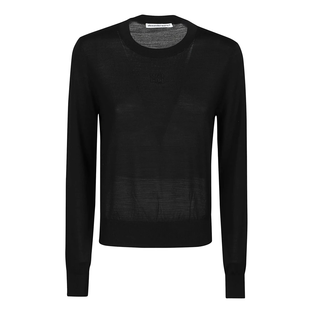 T by Alexander Wang Geborduurde Logo Trui Black Dames