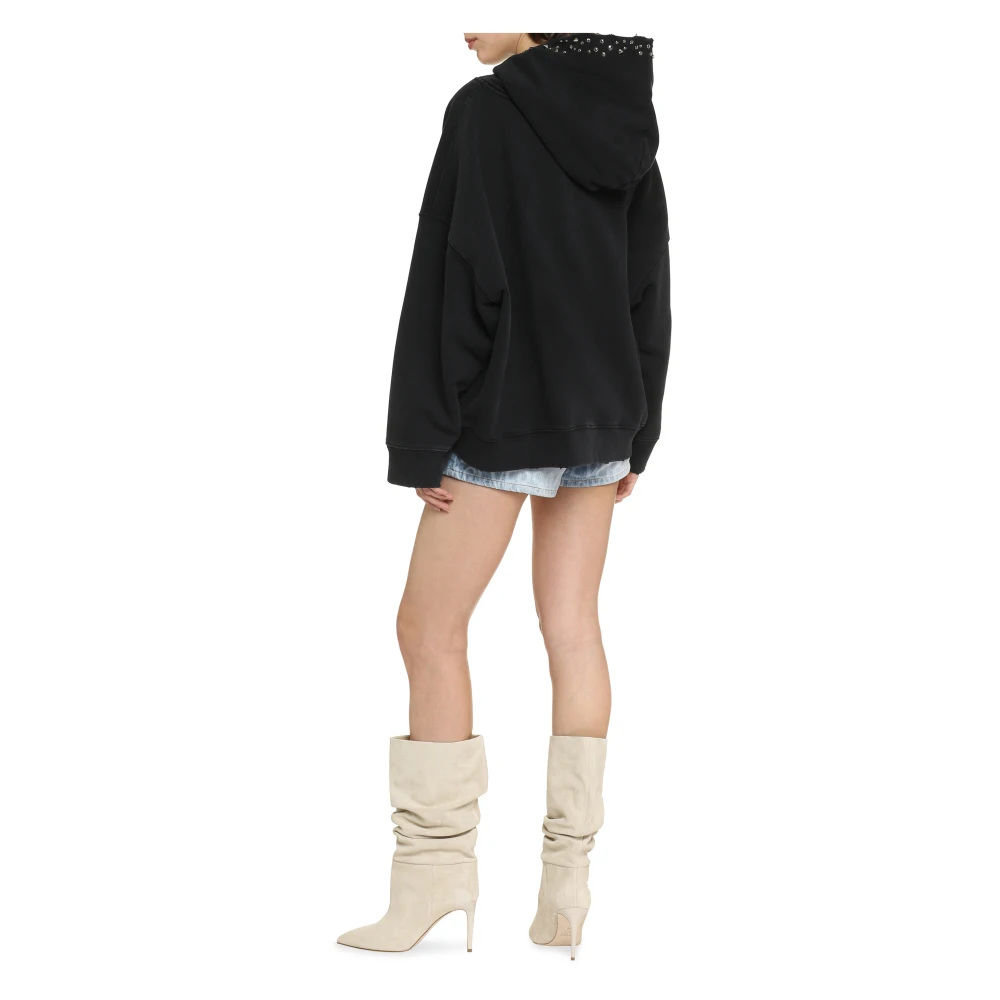 Versace Gestudde Katoenen Hoodie Black Dames