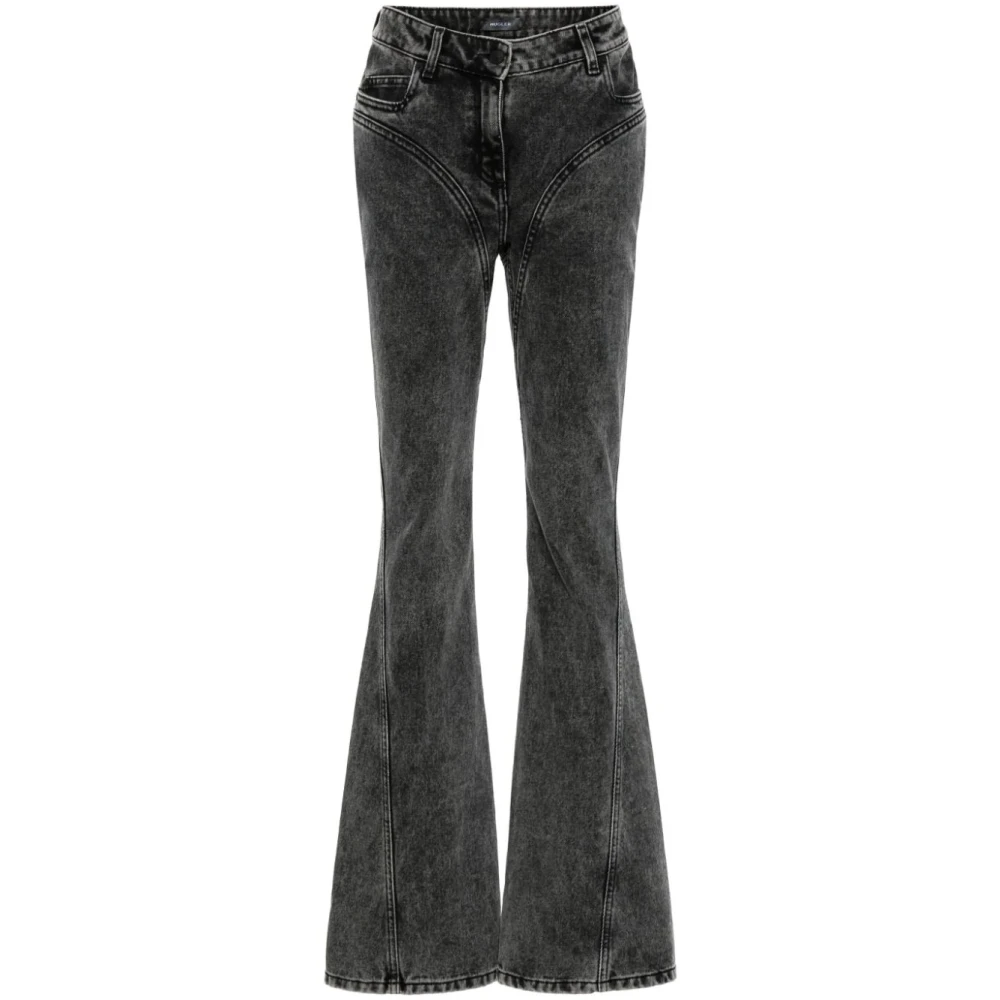 Mugler Zwarte Gewassen Denim Broek Gray Dames