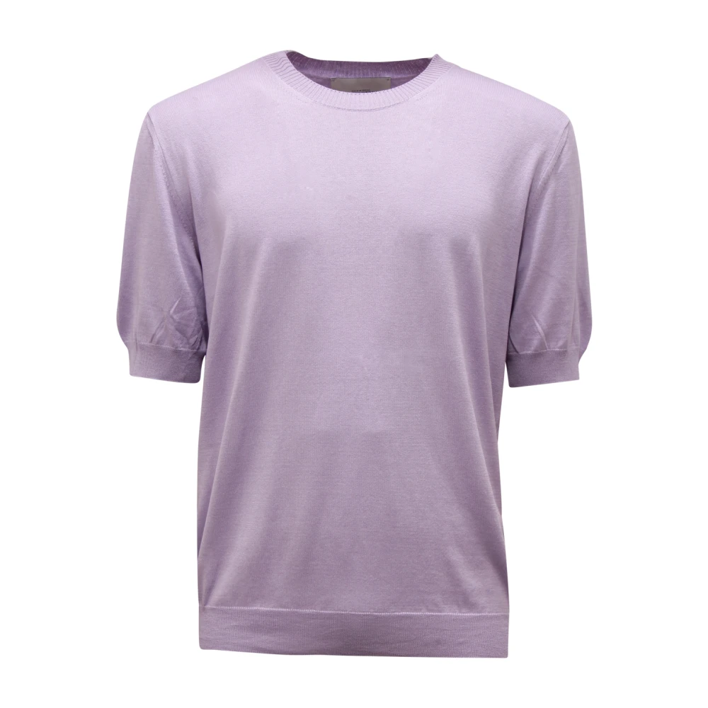 Ballantyne Men's Purple Round-Neck Knitwear, S, Silk/Cotton Blend Top In Glicine