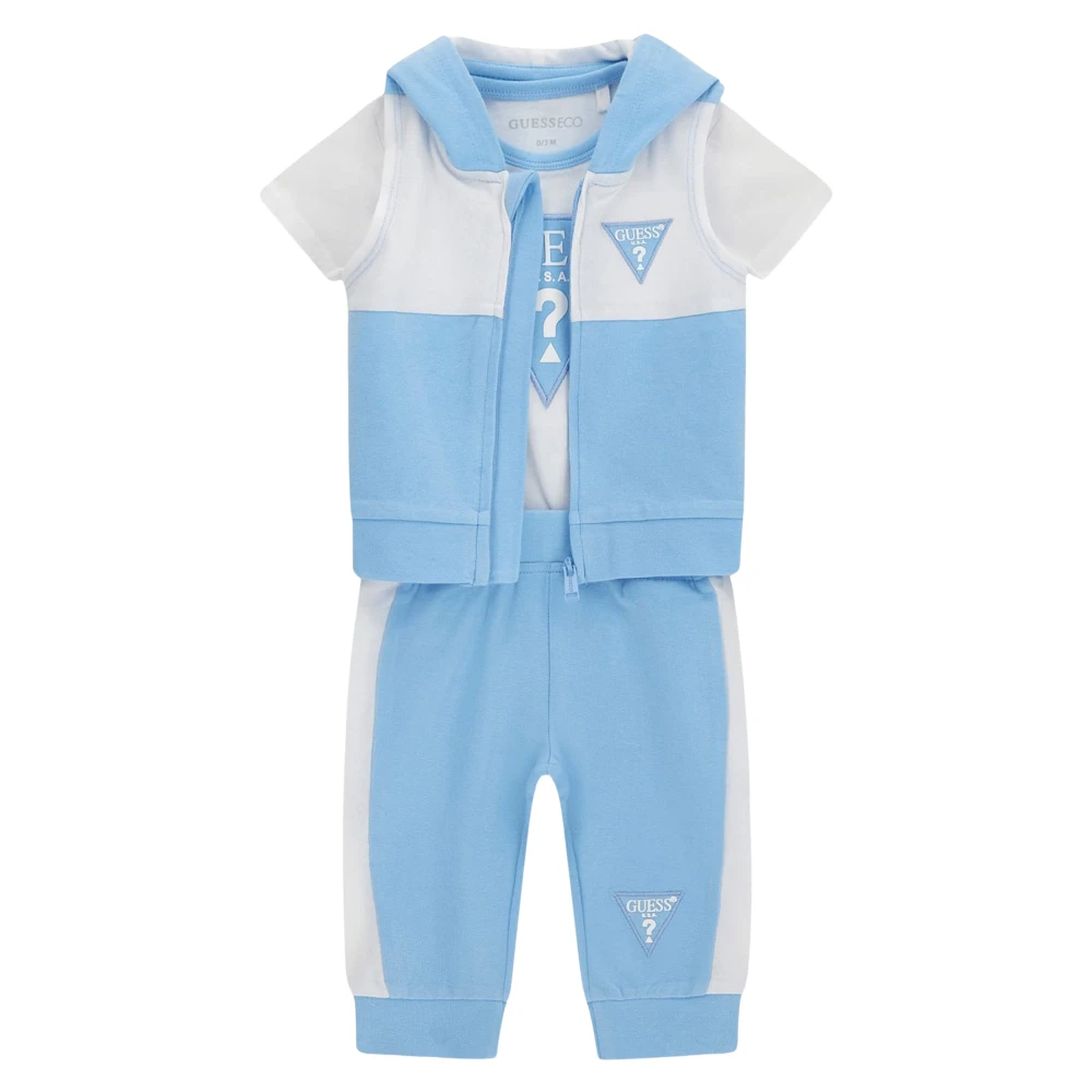 Guess Boys Blue 3 Piece Bodysuit Set - Kids Sport Sets - 0 M - Kids