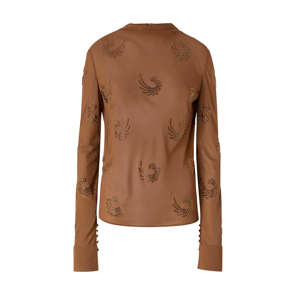 Pinko Bruine Georgette Blouse met Strass Brown Dames