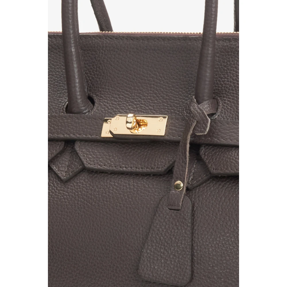 Estro Donkerbruine Satchel Handtas voor Vrouwen gemaakt van Premium Italiaans Echt Leer Brown Dames