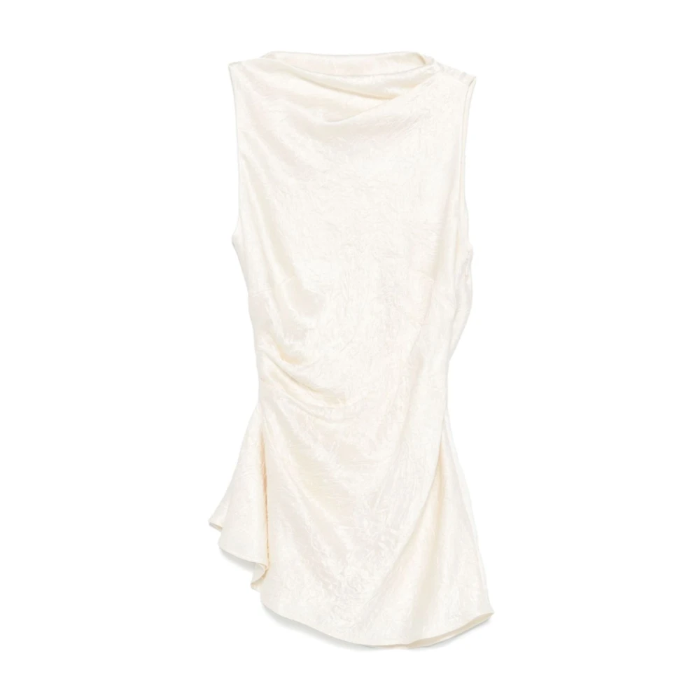 Alexander mcqueen Mouwloze Beige Top met Mock Hals White Dames