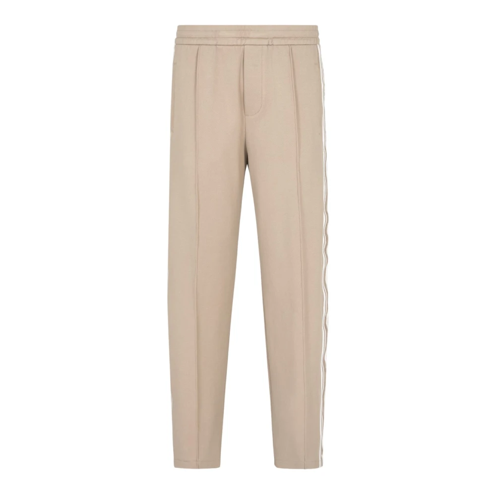 Emporio Armani Diagonaal Geribbelde Sweatpants Beige Heren