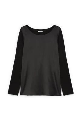 Långärmad T-shirt i två material