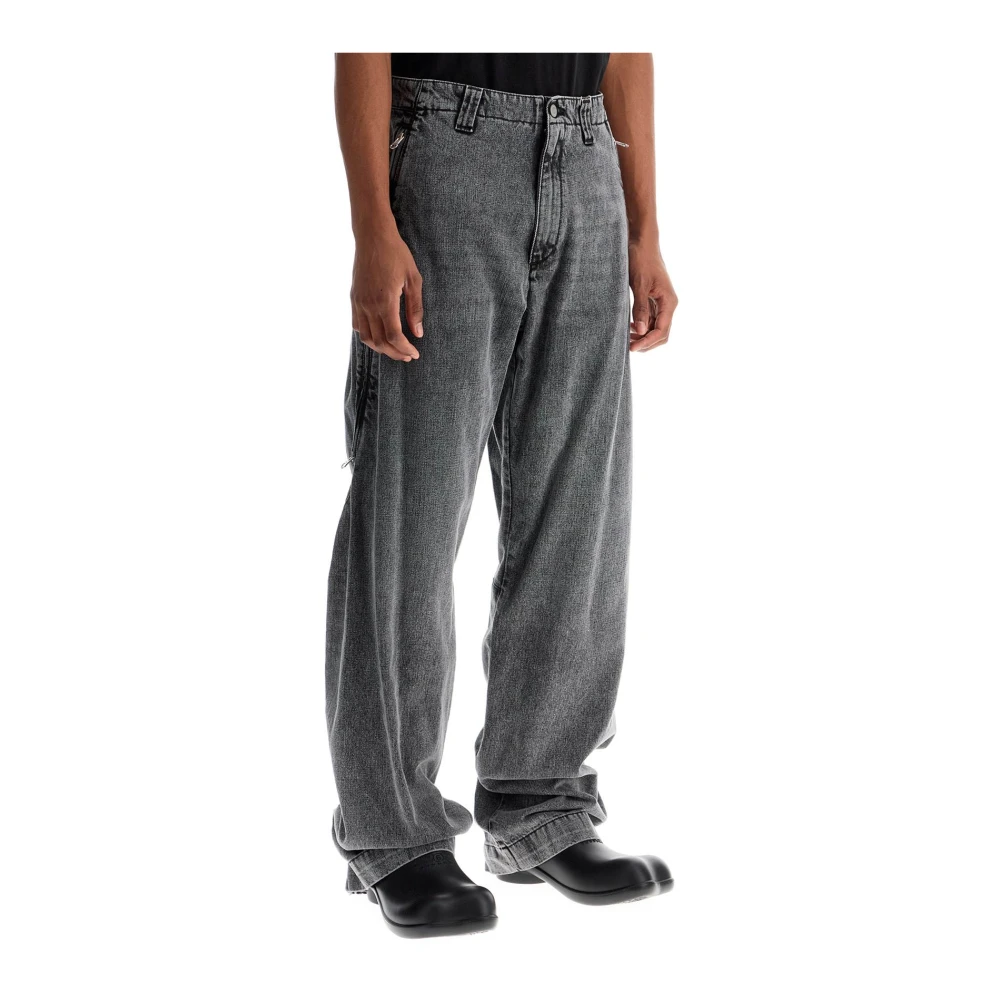 MM6 Maison Margiela Zwarte Denim Straight Jeans Grote Zakken Black Heren