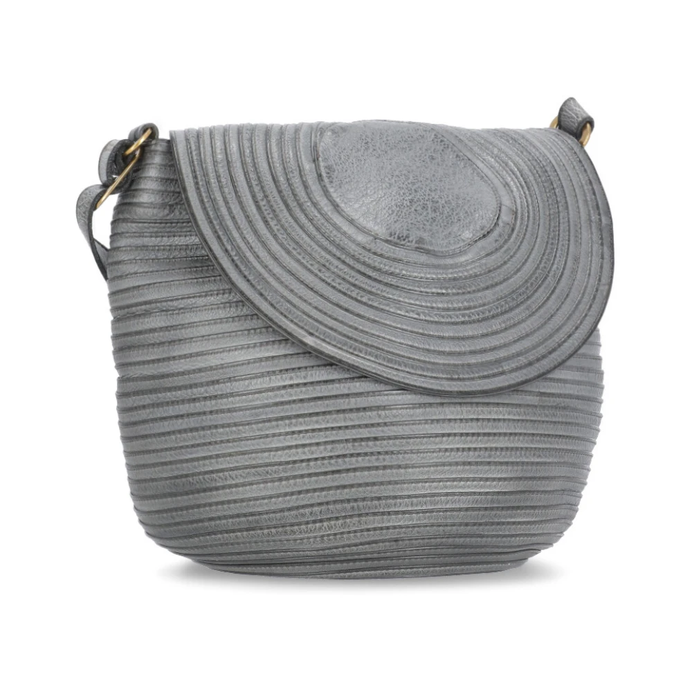Majo Grijze Leren Schoudertas met Klep Gray Dames