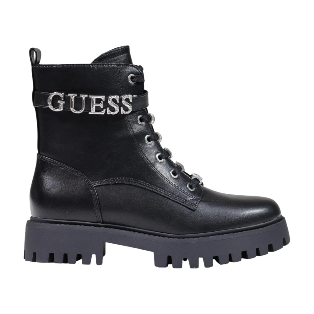 Debenhams Women's Black Leather Logo Lace-Up Chunky Ankle Boots | Size: 5 - Image 2