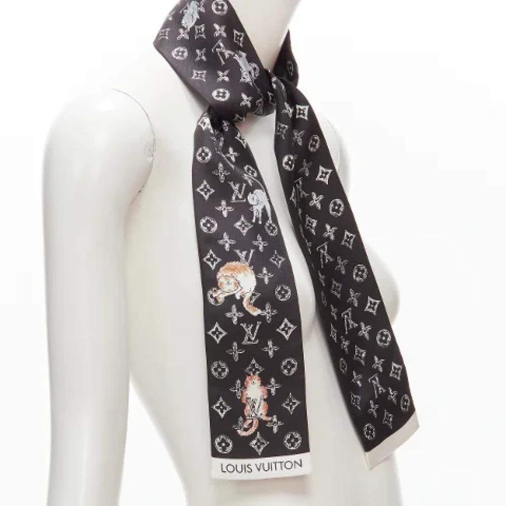 Louis Vuitton Vintage Pre-owned Silk scarves Black Dames