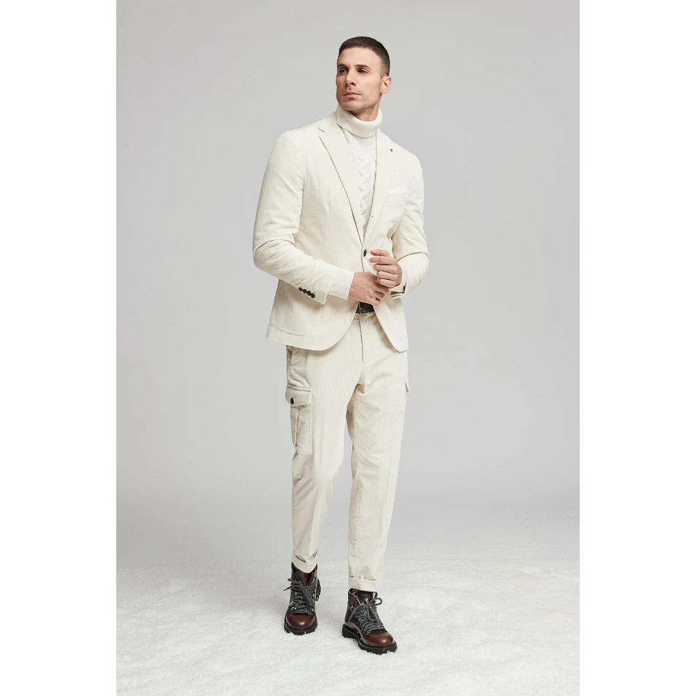 PESERICO Franse corduroy chino broek White Heren