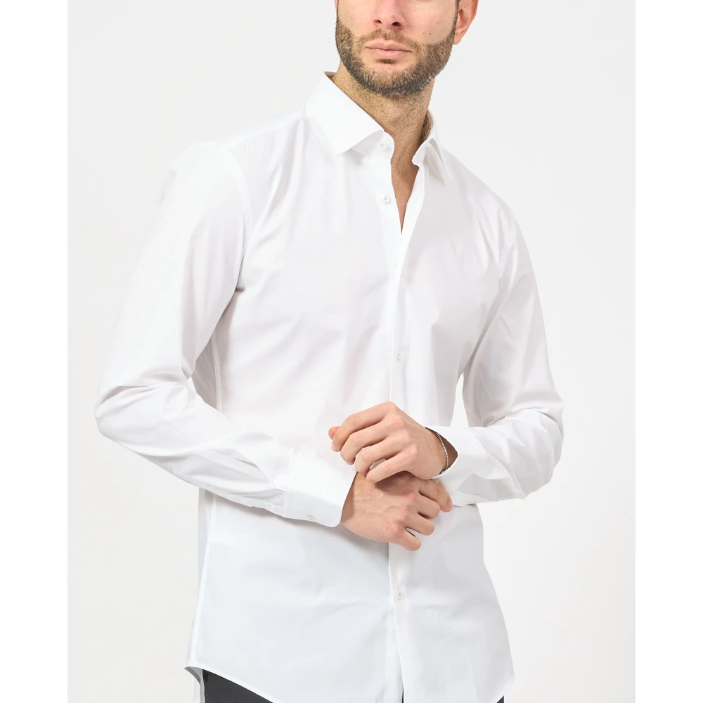 Hugo Boss Witte Slim Fit Overhemd met Lange Mouwen White Heren