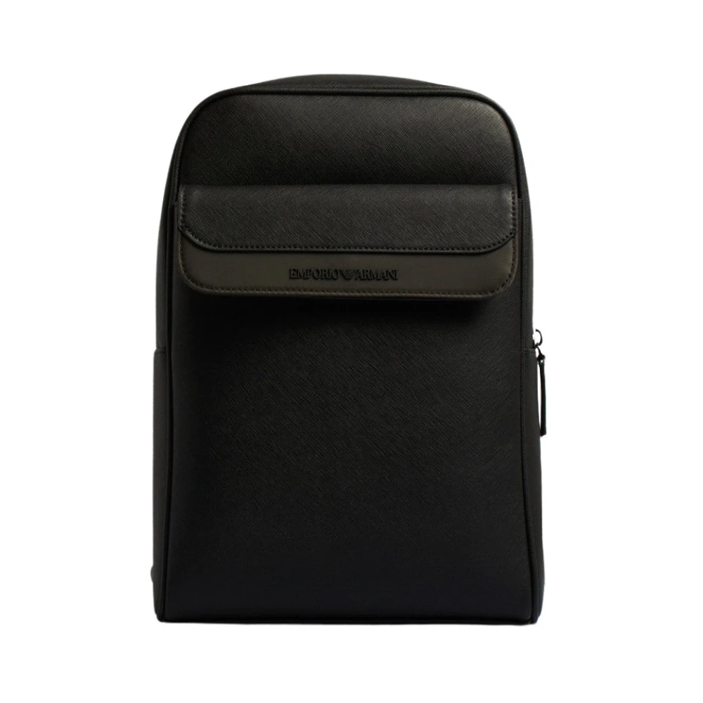 Emporio Armani Zwarte Groene Schoudertas met Rits Black Heren