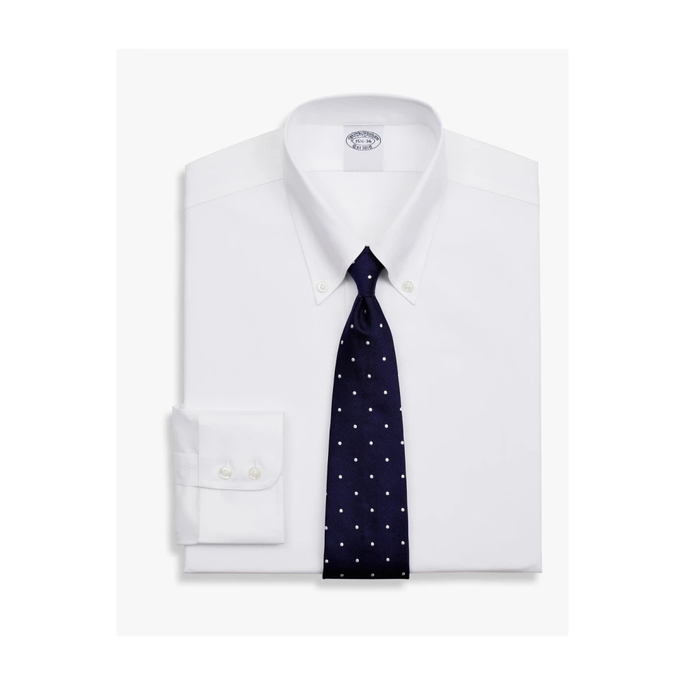 Brooks Brothers Wit Overhemd van Supima Katoen Twill Slim Fit Non-Iron met Knoop-Down Kraag White Heren