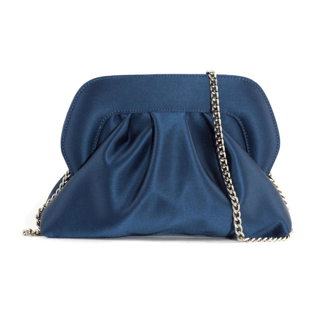 Roberto Festa Navy Blue Satin Ophelia Clutch Blue Dames