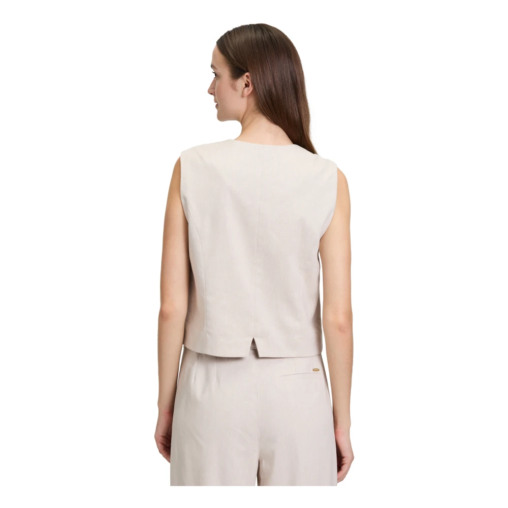 Betty & Co Zomer vest met zakken Beige Dames
