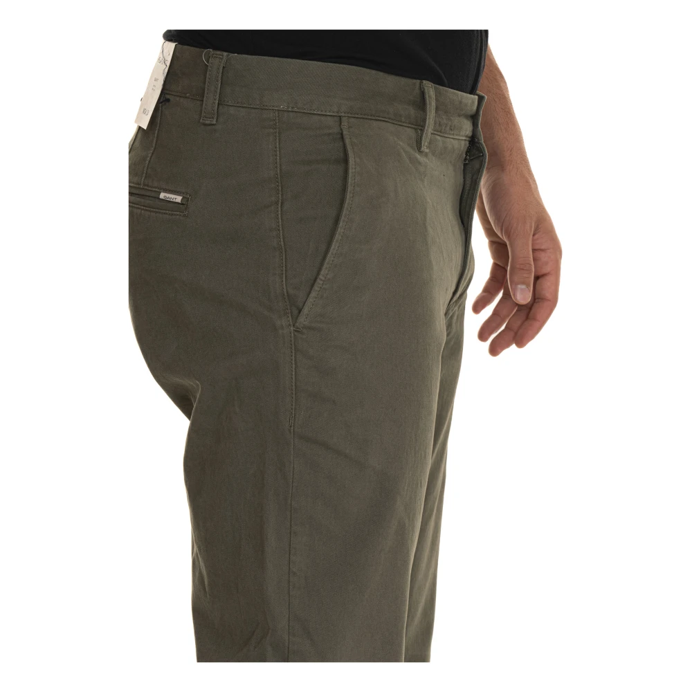 Gant Katoenen Chino Broek met Logodetail Green Heren