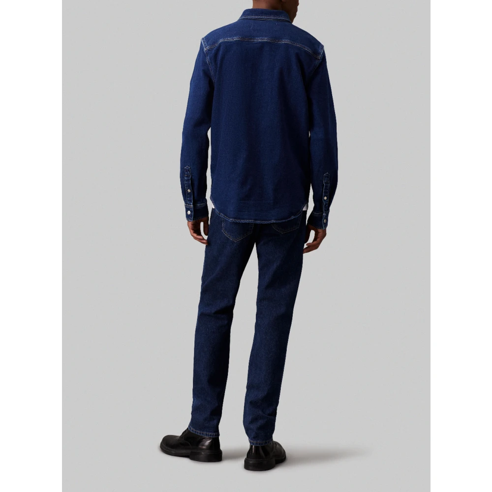 Calvin Klein Denim Logo Zak Shirt Blue Heren