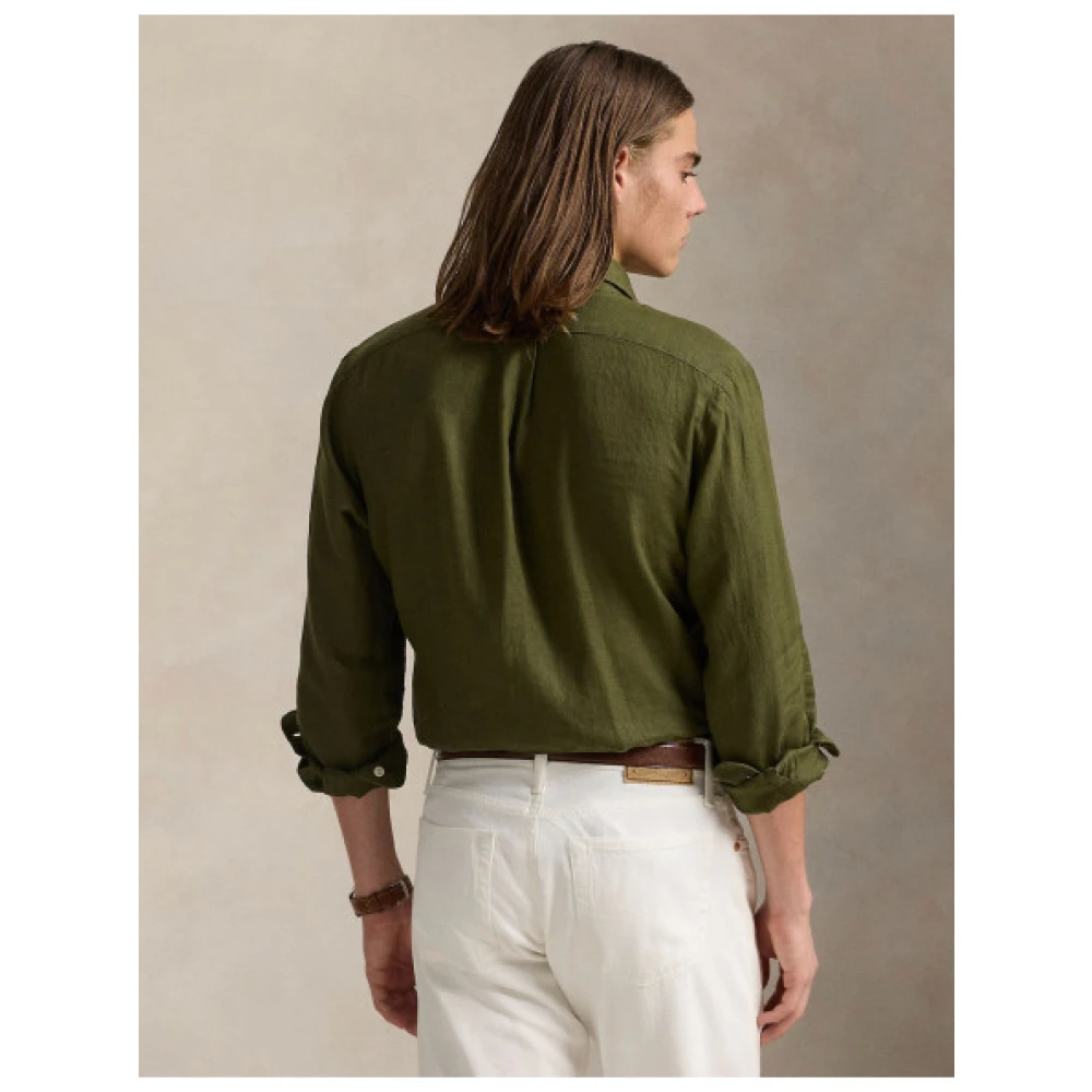 Polo Ralph Lauren Custom Fit Linnen Overhemd Green Heren