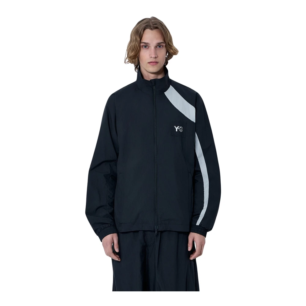 Y-3 Men's Black Training Jackets, S, Raw Edge 3 Stripes Nylon Shell Jacket