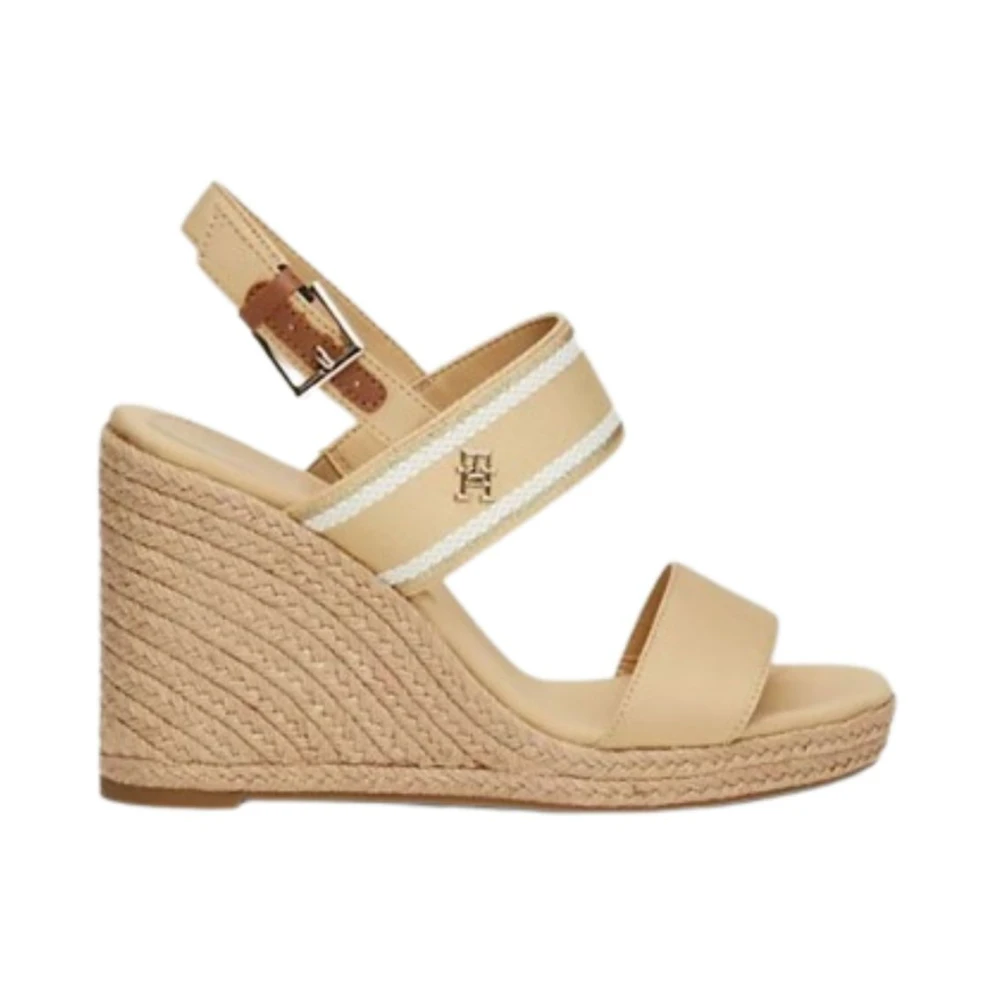 Tommy Hilfiger Women's Beige Wedges, 7 Uk, Webbing High Wedge Sandal