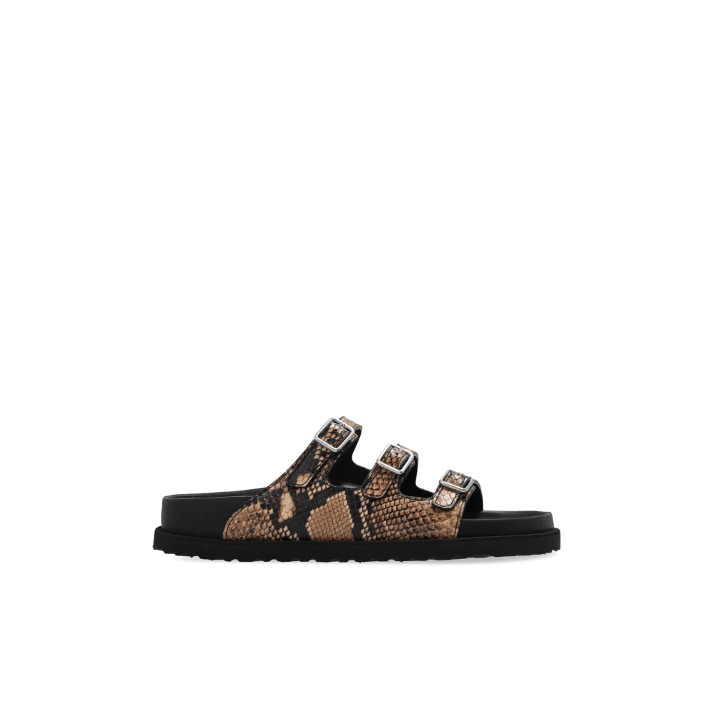 Birkenstock Slippers Florida Fodrade Brown, Dam