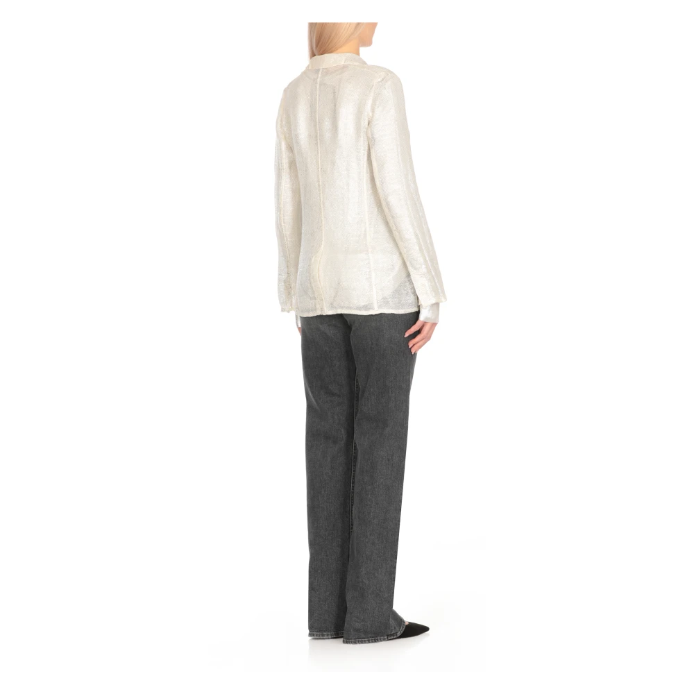 Avant Toi Zilver Linnen Blazer met Lurex Details Gray Dames