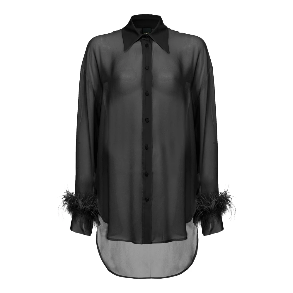 Pinko Blouse met Verenafwerking en Asymmetrische Zoom Black Dames