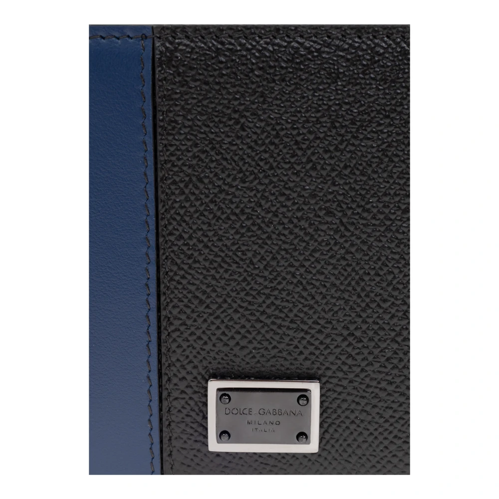 Dolce & Gabbana Leren portemonnee met logoplaatje Black Heren