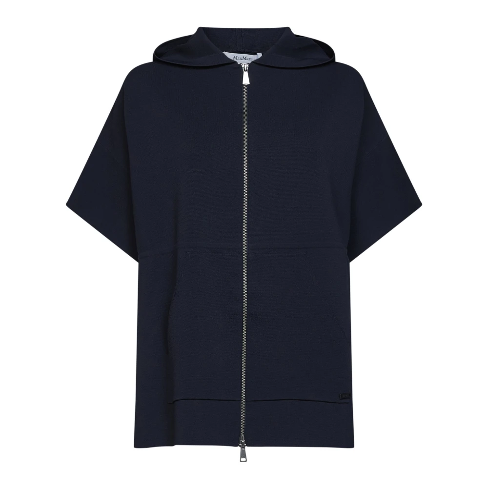 Max Mara , Zip-Throughs, Female, Blue, M, Felpa Con Cappuccio - Image 2