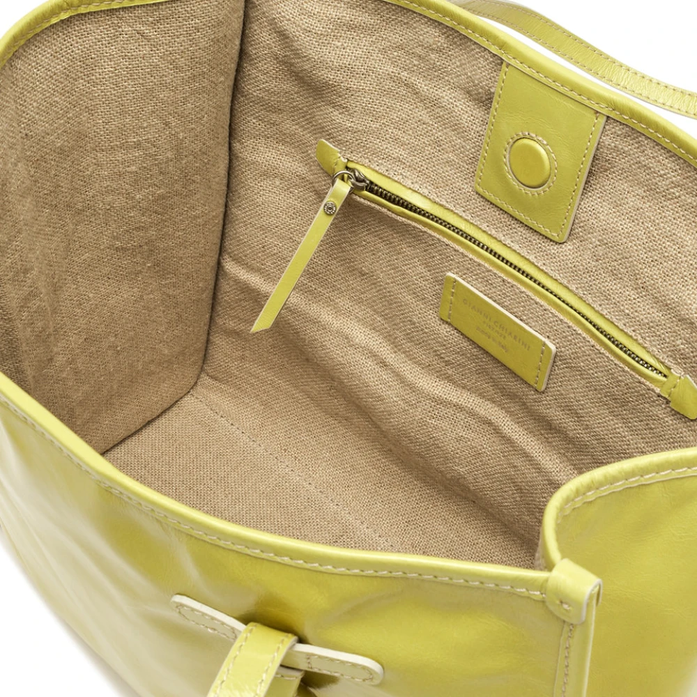 Gianni Chiarini Transparante leren handtas met vintage effect Yellow Dames