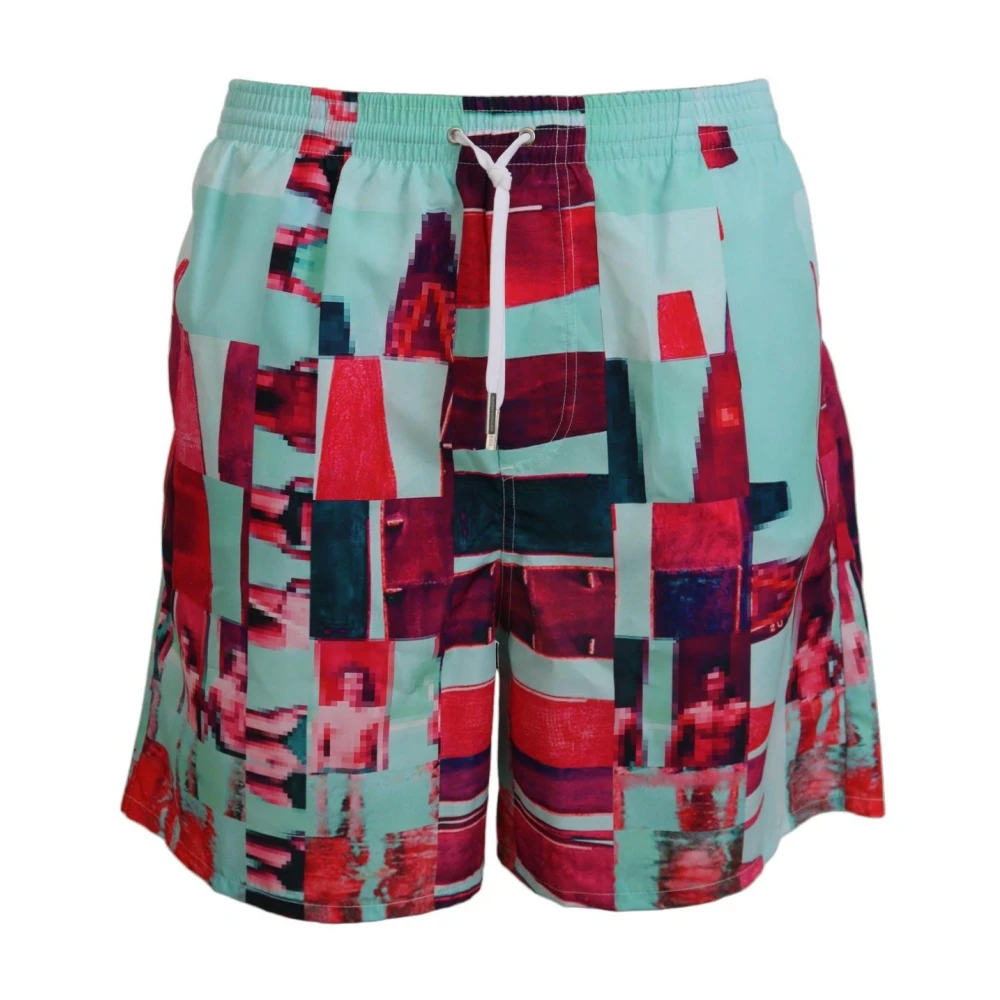 Dsquared2 Men's Multicolor Beachwear, M, Pixelated Print Swim Shorts For Wo