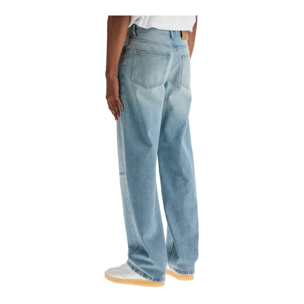 MM6 Maison Margiela Hoge taille lichte wassing denim jeans Blue Heren