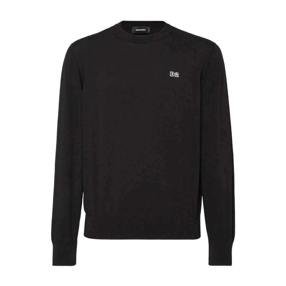 Dsquared2 Zwarte Crew Neck Sweater met Logo Black Heren