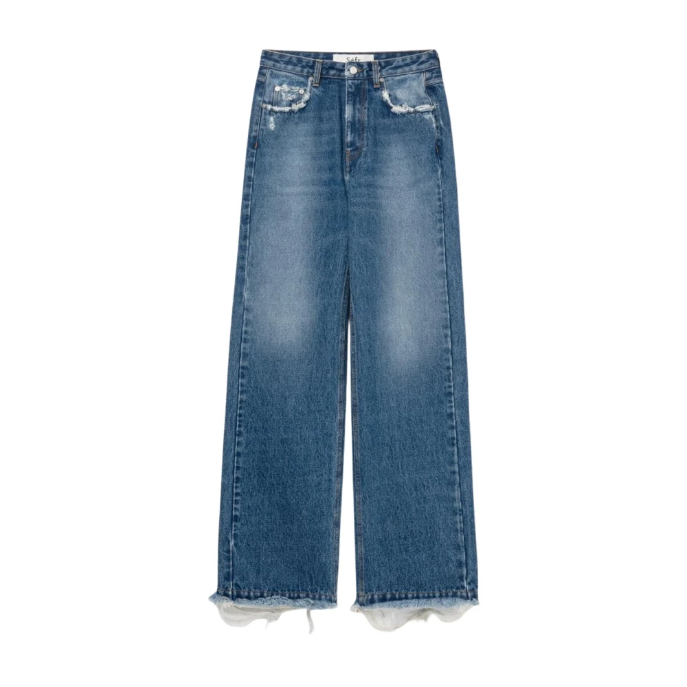 Séfr Blue Frayed Cut Jeans - Male - Straight Fit Jeans - W33 - Jeans