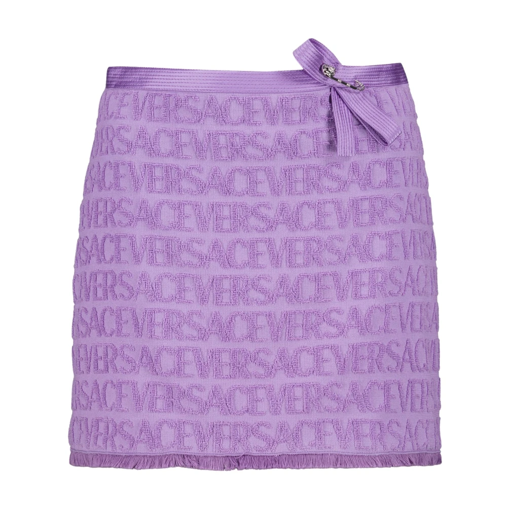 Versace Korte franje katoenen rok Purple Dames