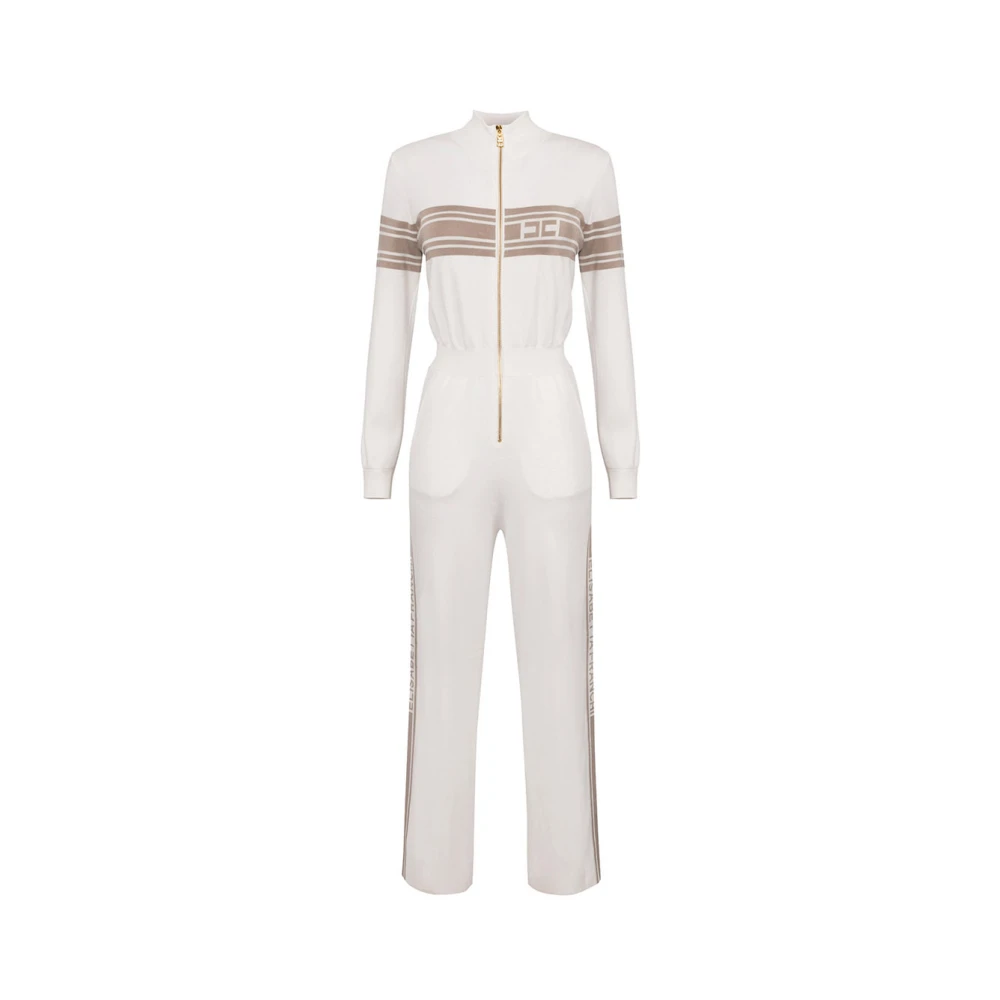 Elisabetta Franchi Ivoor Trendy Slim Fit Broek Beige Dames