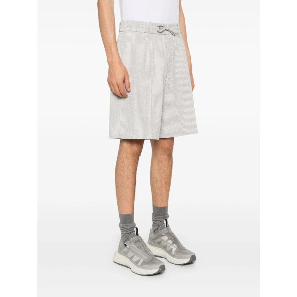 Emporio Armani Beige Shorts met Streep Patroon Beige Heren