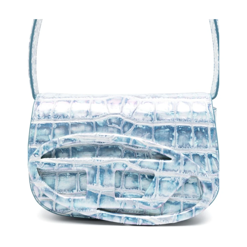Diesel Heldere Blauwe Foldover Top Tas Blue Dames