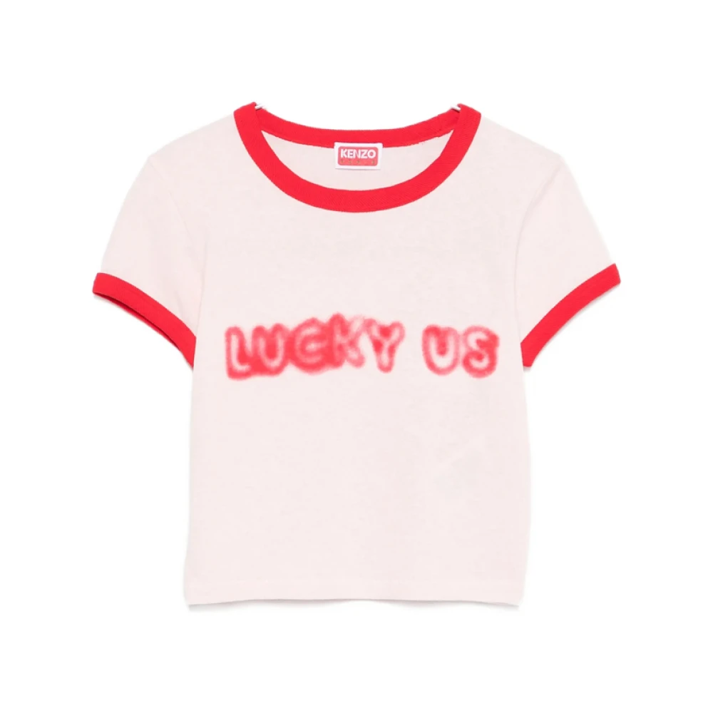 Kenzo Women's Pink T-Shirts, Xs, Graphic Ringer T-Shirt
