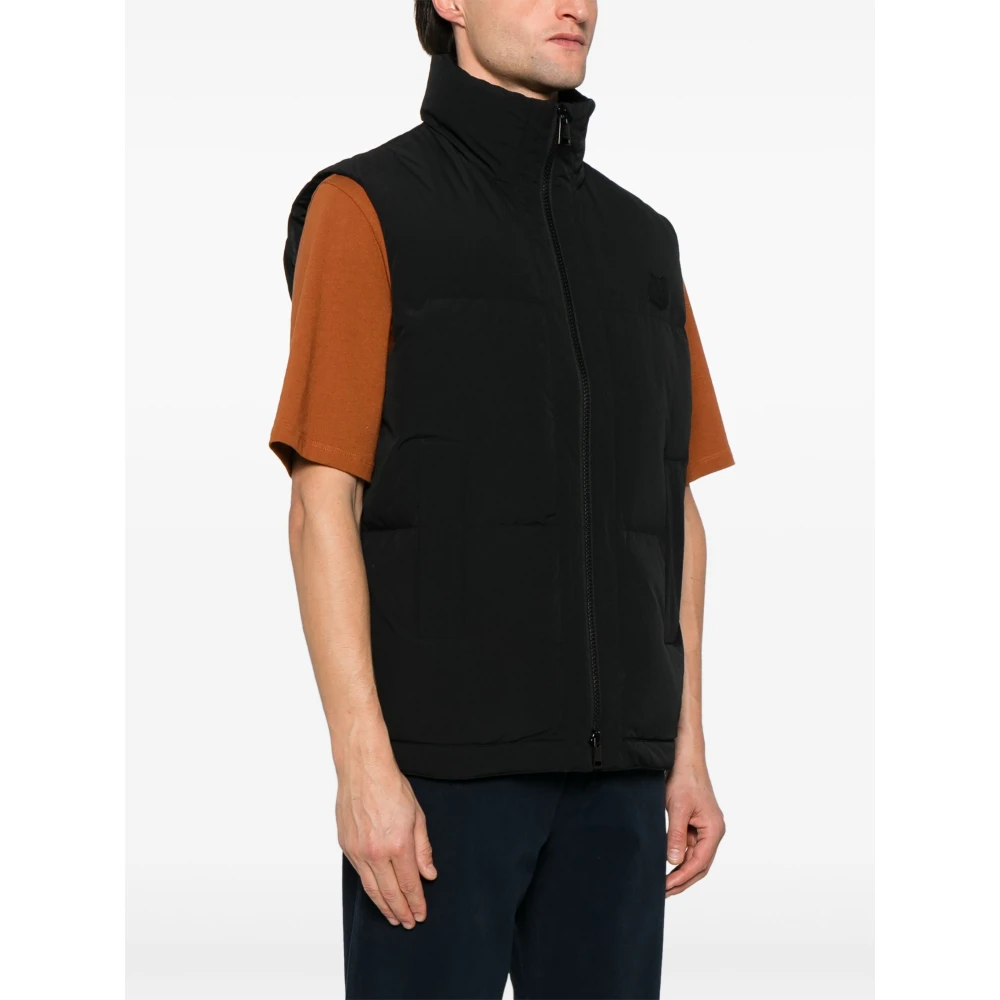 Maison Kitsuné Zwarte Gewatteerde Gilet met Vos Motief Black Heren
