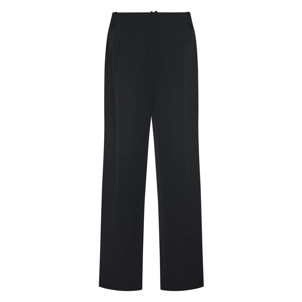 Ganni Zwarte relaxte geplooide broek Black Dames