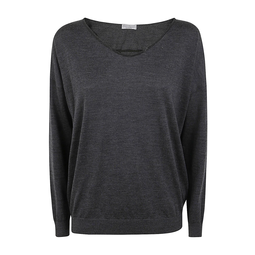 BRUNELLO CUCINELLI IJzeren V-hals trui Gray Dames