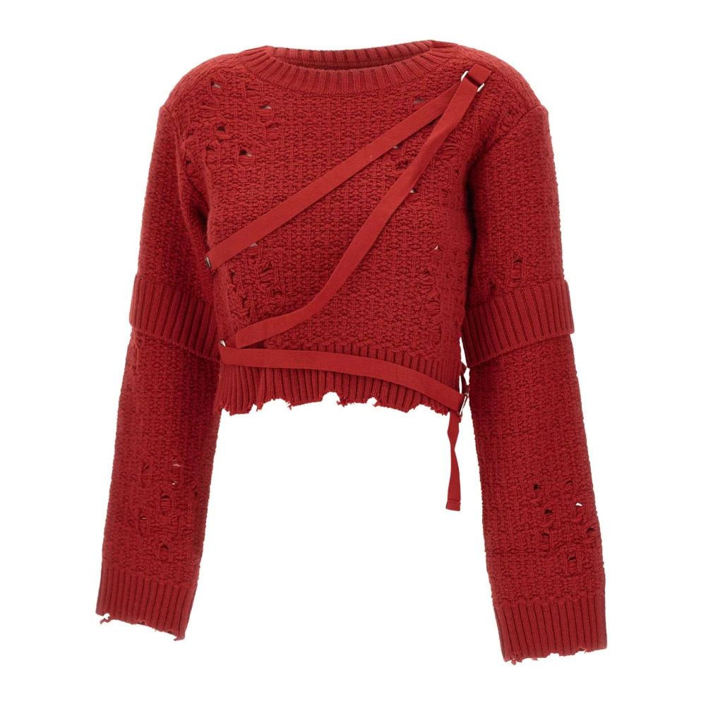 Andersson Bell Rode Wol Kasjmier Trui Mora Strap Red Dames