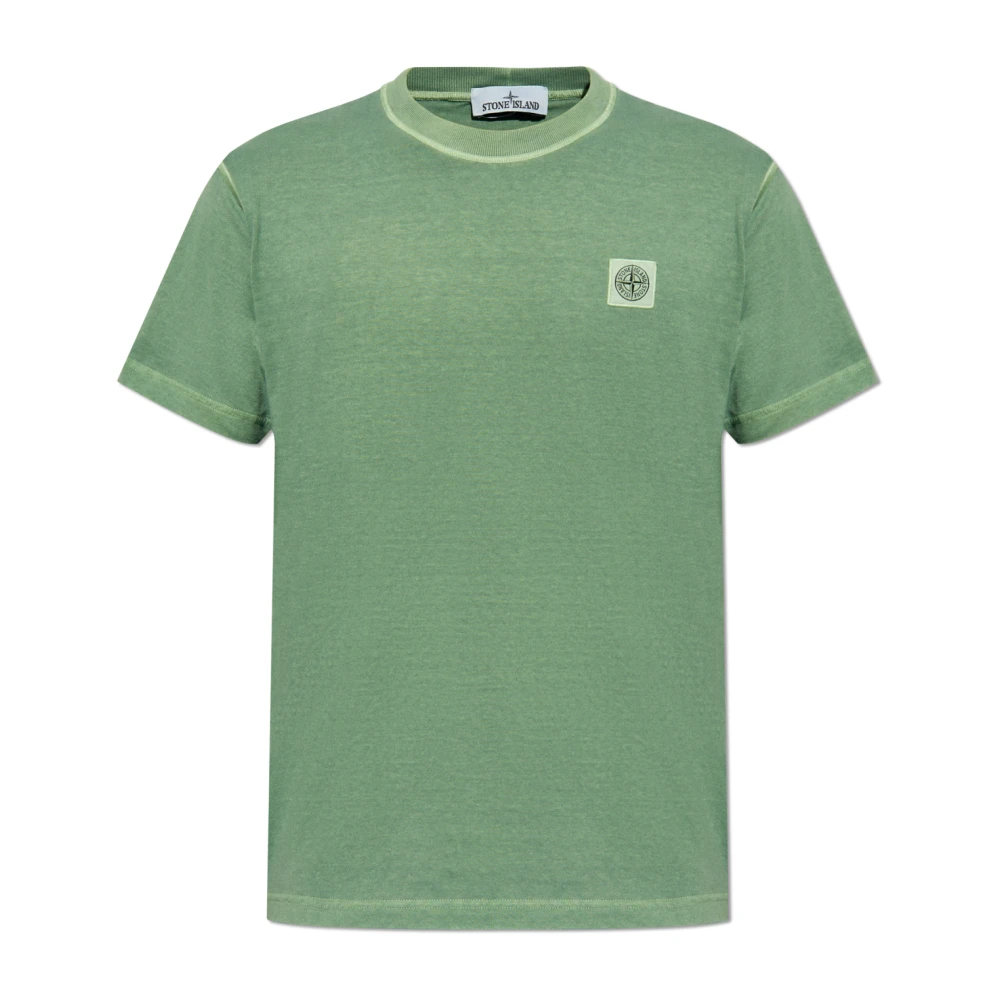 Stone Island T-shirt met logo patch Green Heren