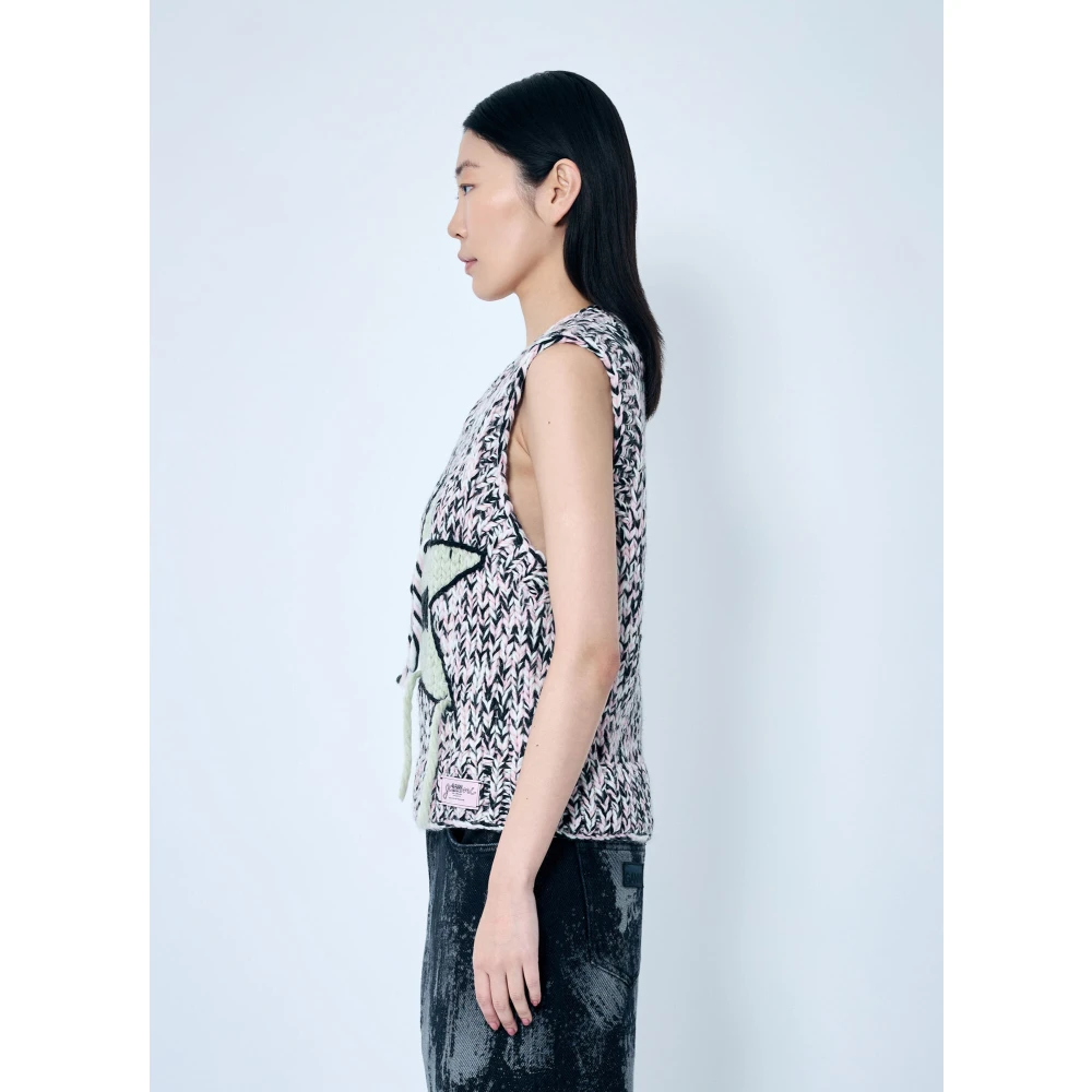 Ganni Handgebreide Grafische Wollen Vest Multicolor Dames
