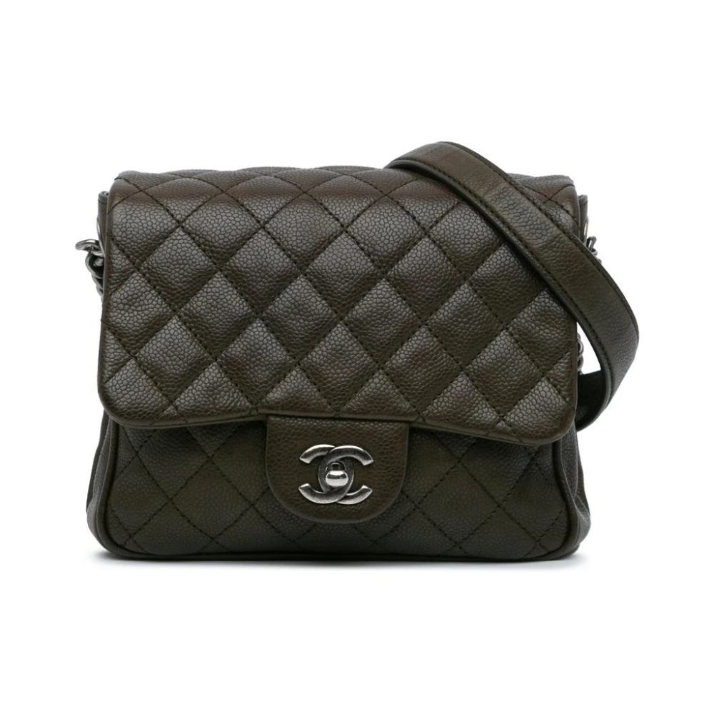 Chanel Vintage Women's Brown Pre-Owned Quilted Leather Crossbody Bag With Adjustable Shoulder Strap