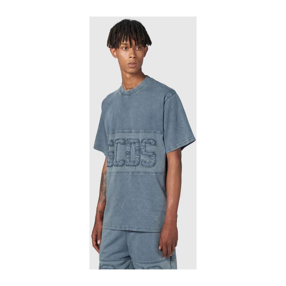 Gcds Polyester T-shirt Blue Heren